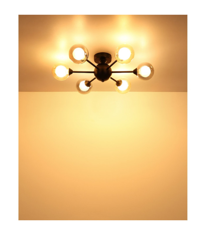 Roland Multi Arm Semi Flush Ceiling Lamp Matt Black 6x G9 LED-6