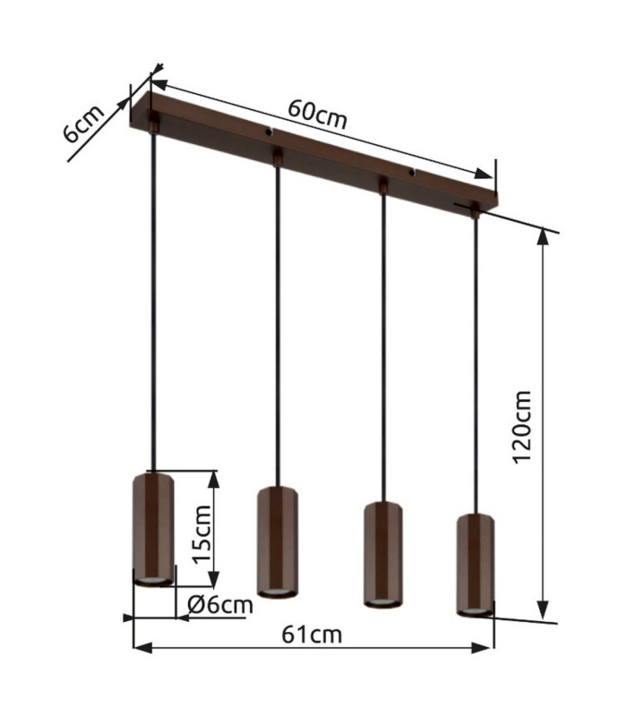James Bar Pendant Ceiling Light Matt Bronze 4x GU10-9