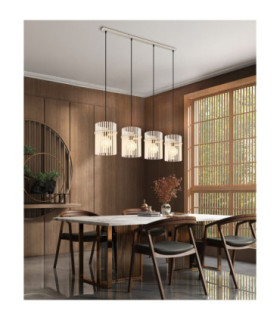 Gorley Bar Pendant Ceiling Light Matt Sand Glass Rods 4x E27-2