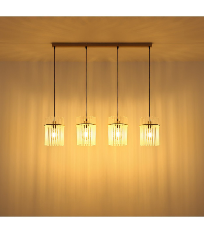 Gorley Bar Pendant Ceiling Light Matt Sand Glass Rods 4x E27-7