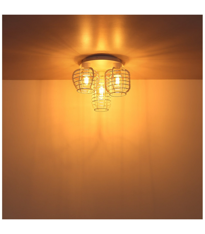 Nesa Semi Flush Ceiling Light Matt White 3x E27-5