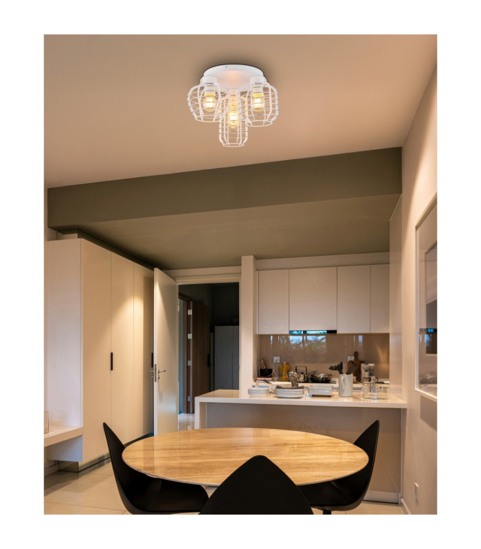 Nesa Semi Flush Ceiling Light Matt White 3x E27-6