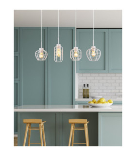 Nesa Bar Pendant Ceiling Light Matt White 4x E27-2