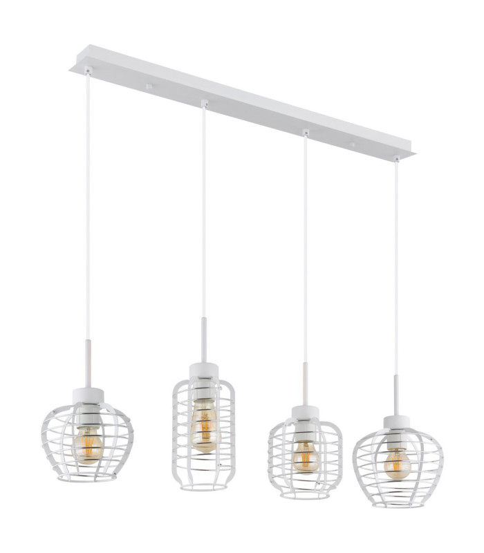 Nesa Bar Pendant Ceiling Light Matt White 4x E27-3