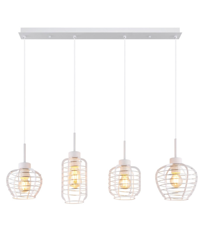 Nesa Bar Pendant Ceiling Light Matt White 4x E27-4
