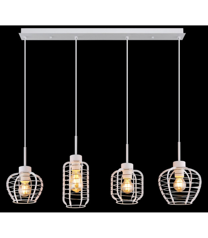 Nesa Bar Pendant Ceiling Light Matt White 4x E27-6