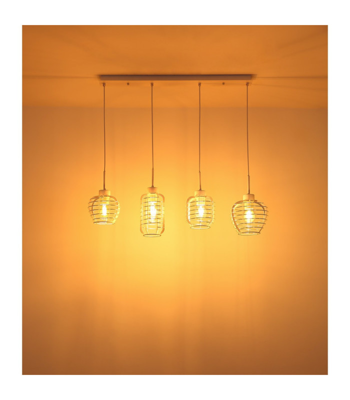 Nesa Bar Pendant Ceiling Light Matt White 4x E27-7