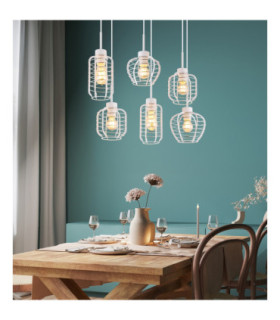 Nesa Cluster Pendant Ceiling Light Matt White 6x E27-2