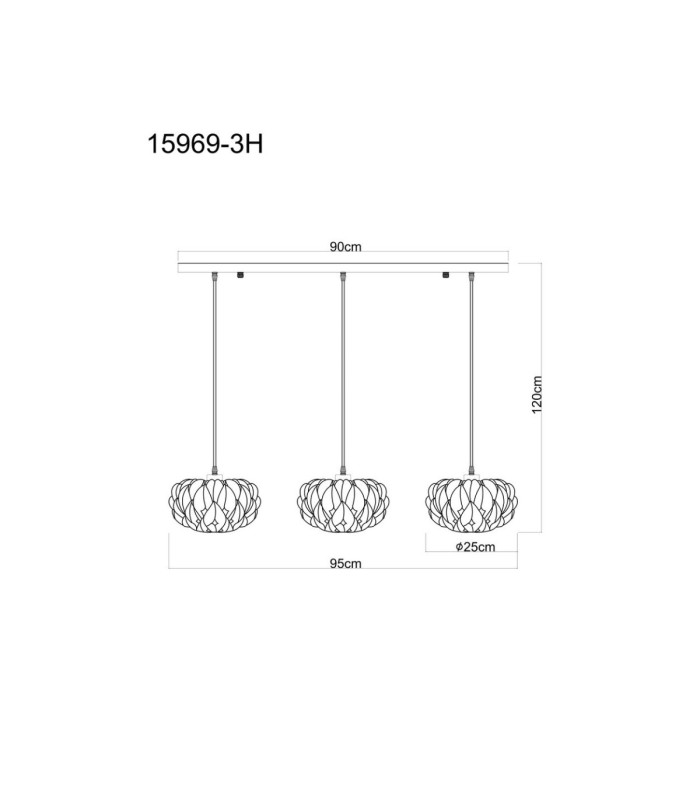 Juana Bar Pendant Ceiling Light Chrome 3x E27-8