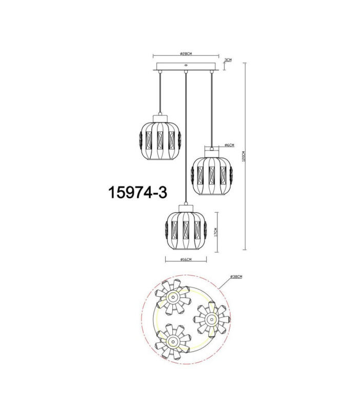 Arlen Cluster Pendant Ceiling Light Matt White 3x E27-8