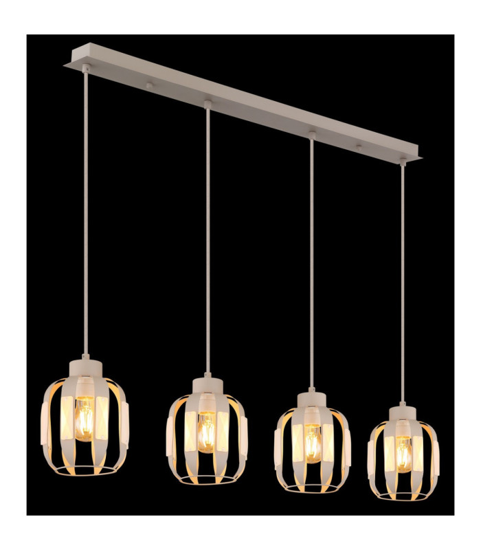 Arlen Bar Pendant Ceiling Light Matt White 4x E27-5