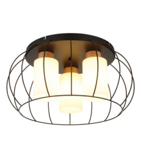 Rowena Wire Semi Flush Ceiling Light Matt Black 3x E27-1