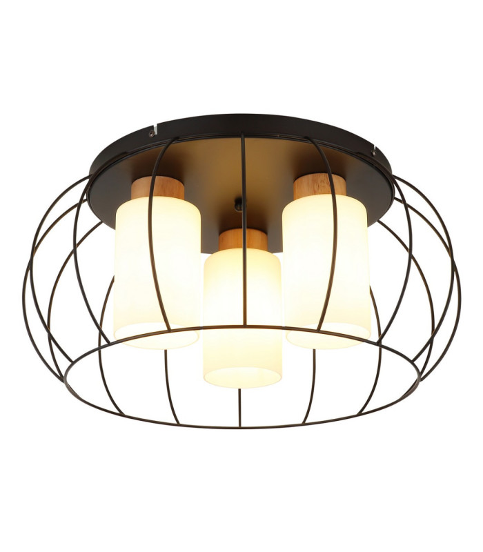 Rowena Wire Semi Flush Ceiling Light Matt Black 3x E27-1