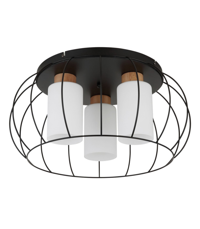 Rowena Wire Semi Flush Ceiling Light Matt Black 3x E27-3
