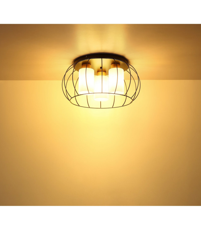 Rowena Wire Semi Flush Ceiling Light Matt Black 3x E27-4