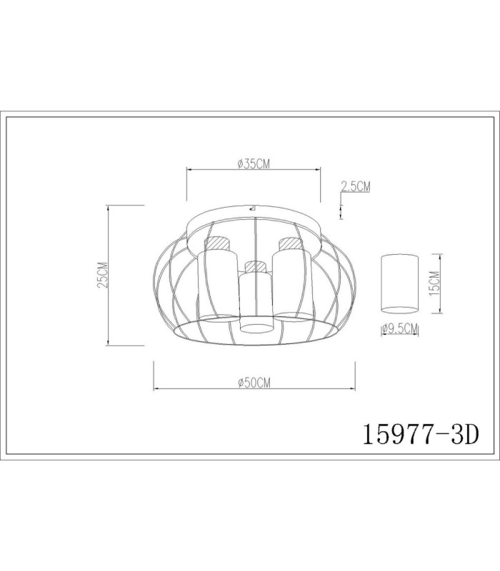 Rowena Wire Semi Flush Ceiling Light Matt Black 3x E27-5
