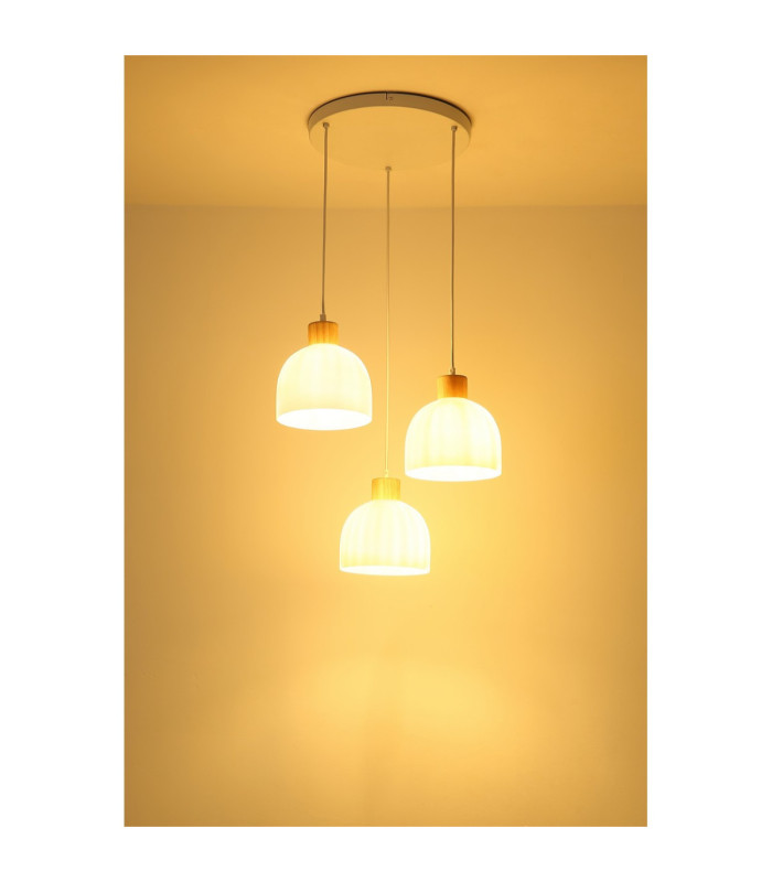 Swanson Cluster Pendant Ceiling Light Matt White Glass Opal Shades 3x E27-5