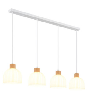 Swanson Bar Pendant Ceiling Light Matt White Glass Opal Shades 4x E27-1