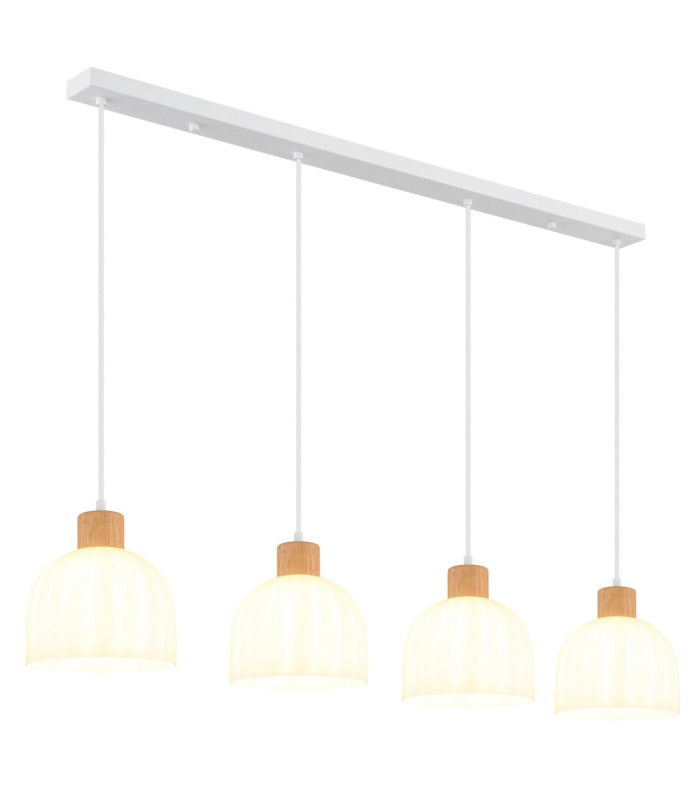 Swanson Bar Pendant Ceiling Light Matt White Glass Opal Shades 4x E27-1