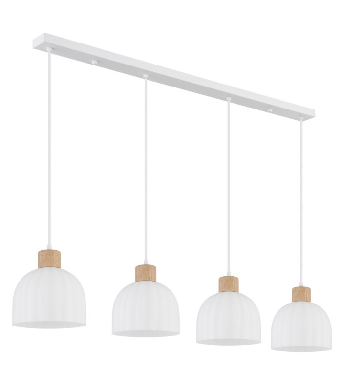 Swanson Bar Pendant Ceiling Light Matt White Glass Opal Shades 4x E27-3