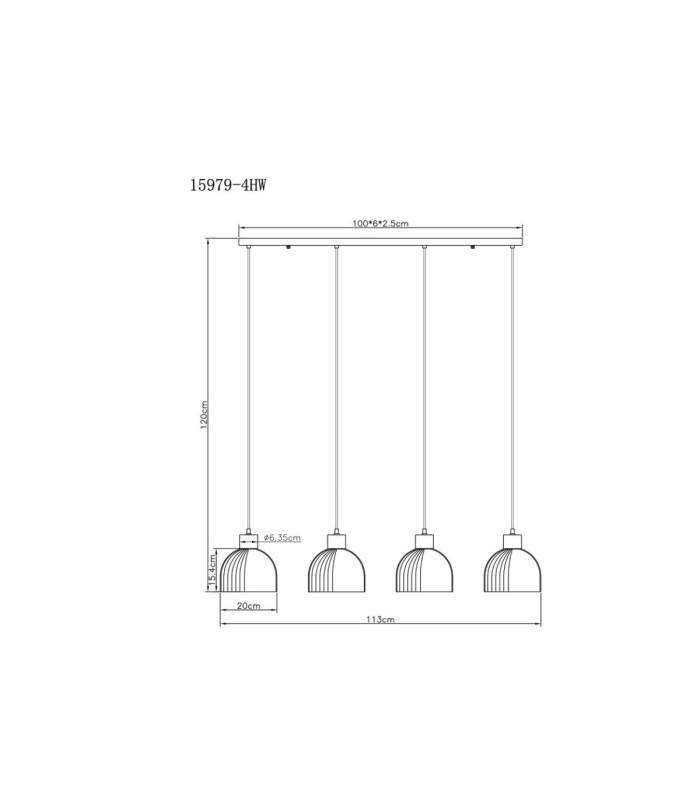 Swanson Bar Pendant Ceiling Light Matt White Glass Opal Shades 4x E27-6