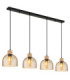 Swanson Bar Pendant Ceiling Light Matt Black Glass Amber Shades 4x E27-1