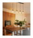Swanson Bar Pendant Ceiling Light Matt Black Glass Amber Shades 4x E27-2