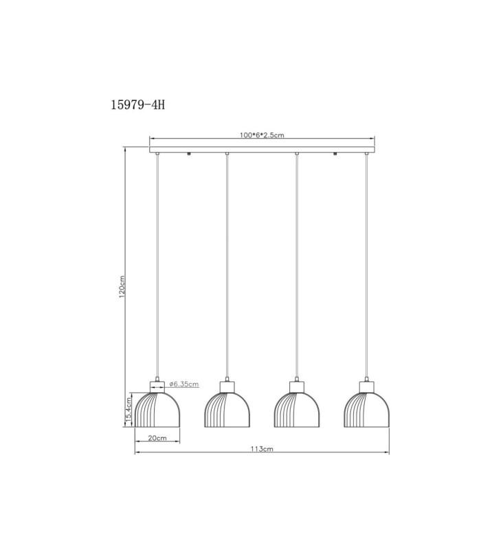 Swanson Bar Pendant Ceiling Light Matt Black Glass Amber Shades 4x E27-6