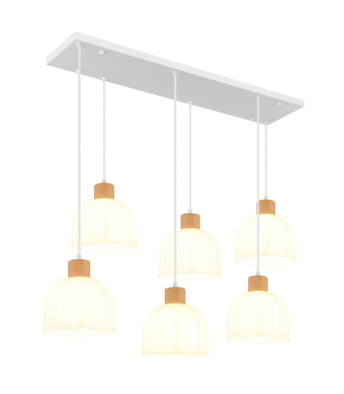 Swanson Cluster Pendant Ceiling Light Matt White Glass Opal Shades 6x E27-1