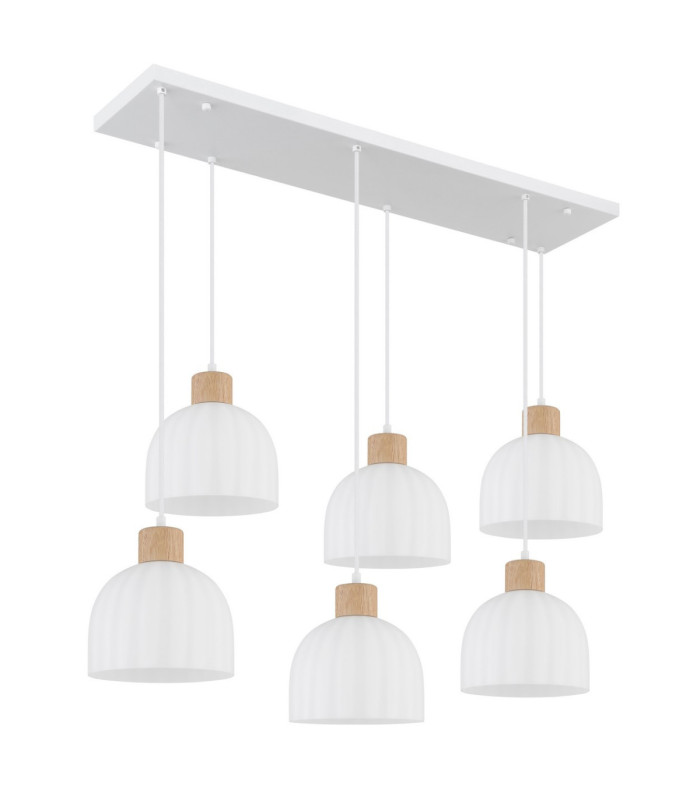Swanson Cluster Pendant Ceiling Light Matt White Glass Opal Shades 6x E27-3