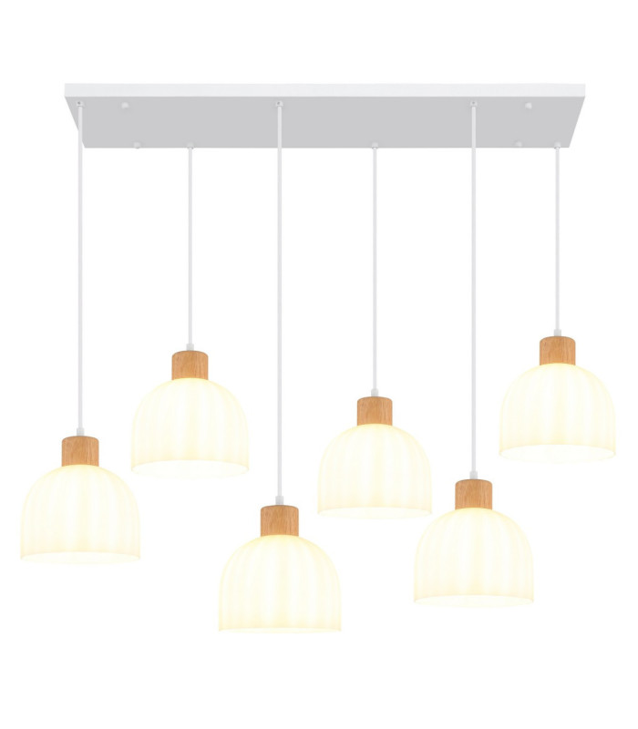 Swanson Cluster Pendant Ceiling Light Matt White Glass Opal Shades 6x E27-4