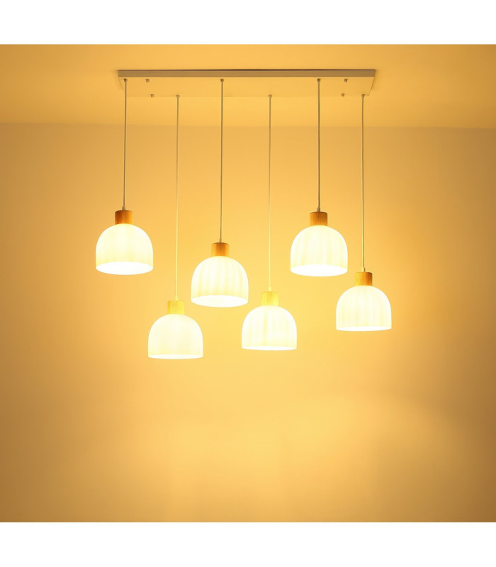 Swanson Cluster Pendant Ceiling Light Matt White Glass Opal Shades 6x E27-5