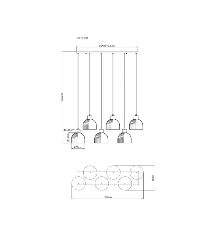 Swanson Cluster Pendant Ceiling Light Matt White Glass Opal Shades 6x E27-6