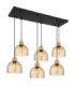 Swanson Cluster Pendant Ceiling Light Matt Black Glass Amber Shades 6x E27-1