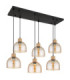 Swanson Cluster Pendant Ceiling Light Matt Black Glass Amber Shades 6x E27-3