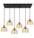 Swanson Cluster Pendant Ceiling Light Matt Black Glass Amber Shades 6x E27-4