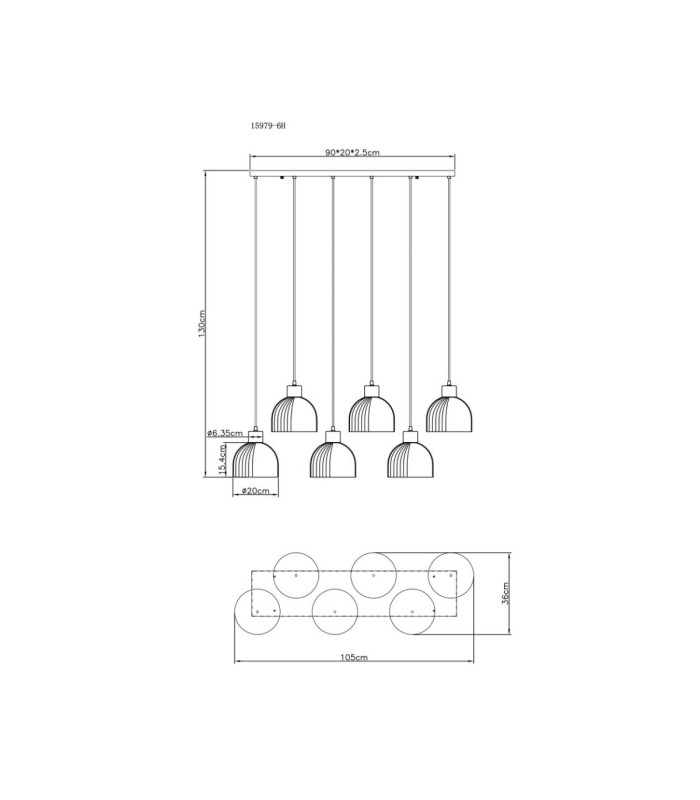 Swanson Cluster Pendant Ceiling Light Matt Black Glass Amber Shades 6x E27-6