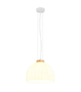 Swanson 30cm Dome Pendant Ceiling Light Matt White Glass Opal Shade E27-1