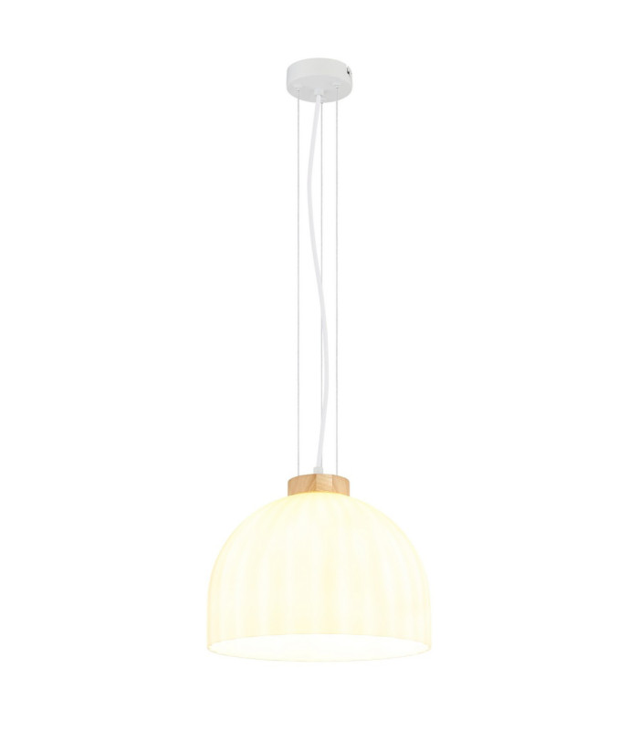 Swanson 30cm Dome Pendant Ceiling Light Matt White Glass Opal Shade E27-1