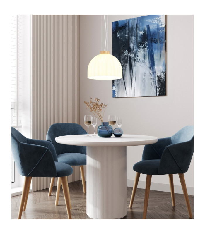 Swanson 30cm Dome Pendant Ceiling Light Matt White Glass Opal Shade E27-2