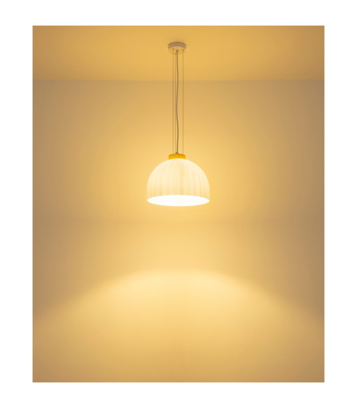 Swanson 30cm Dome Pendant Ceiling Light Matt White Glass Opal Shade E27-5