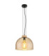 Swanson 30cm Dome Pendant Ceiling Light Matt Black Glass Amber Shade E27-1