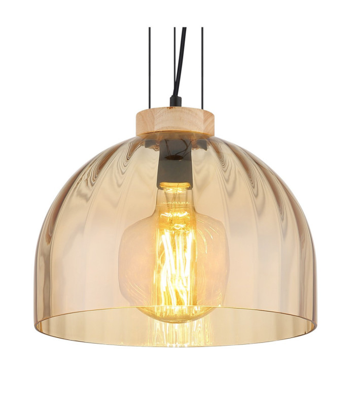 Swanson 30cm Dome Pendant Ceiling Light Matt Black Glass Amber Shade E27-4