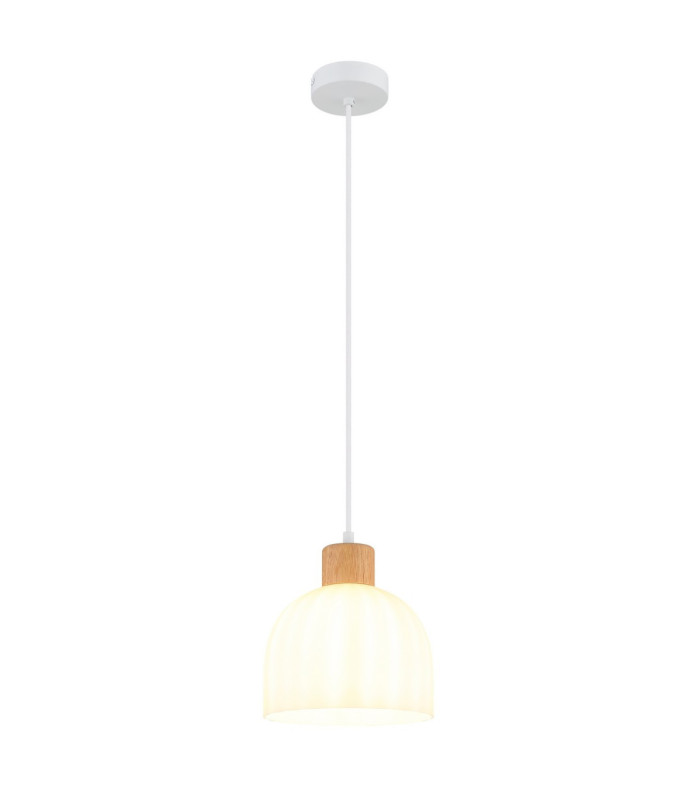 Swanson 20cm Dome Pendant Ceiling Light Matt White Glass Opal Shades E27-1