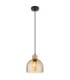 Swanson 20cm Dome Pendant Ceiling Light Matt Black Glass Amber Shades E27-1