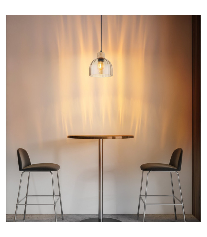Swanson 20cm Dome Pendant Ceiling Light Matt Black Glass Amber Shades E27-2
