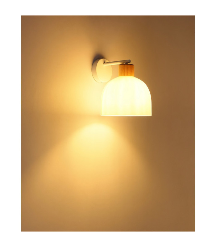 Swanson Dome Wall Lamp Matt White Glass Opal Shades E27-5