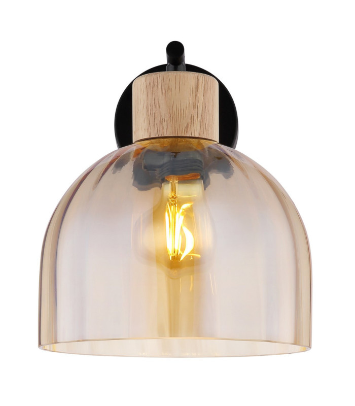 Swanson Dome Wall Lamp Matt Black Glass Amber Shades E27-4