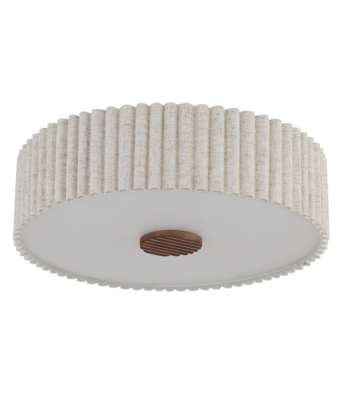 Jannie Cylindrical Ceiling Light Matt Sand Linen Shade 3x E27-3