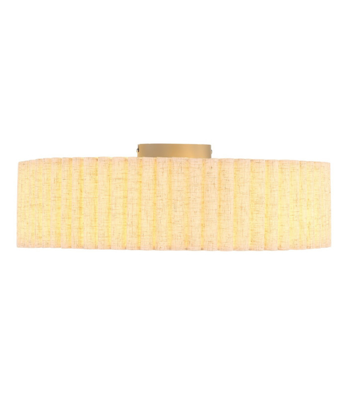 Jannie Cylindrical Ceiling Light Matt Sand Linen Shade 3x E27-4